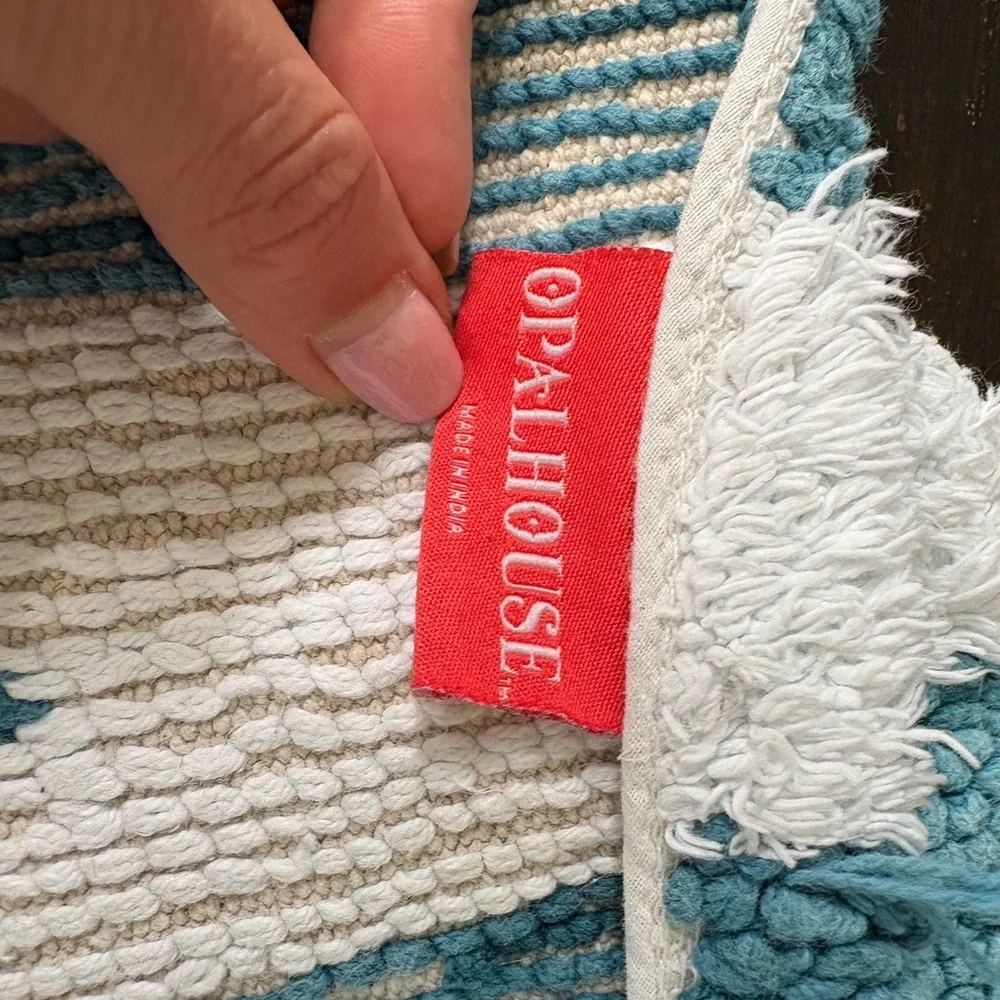 Opalhouse Zigzag Teal and White Bath Mat